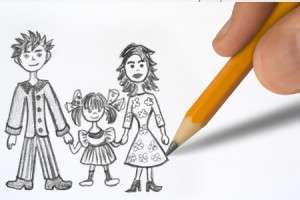 Семья рисунок от руки карандашем
